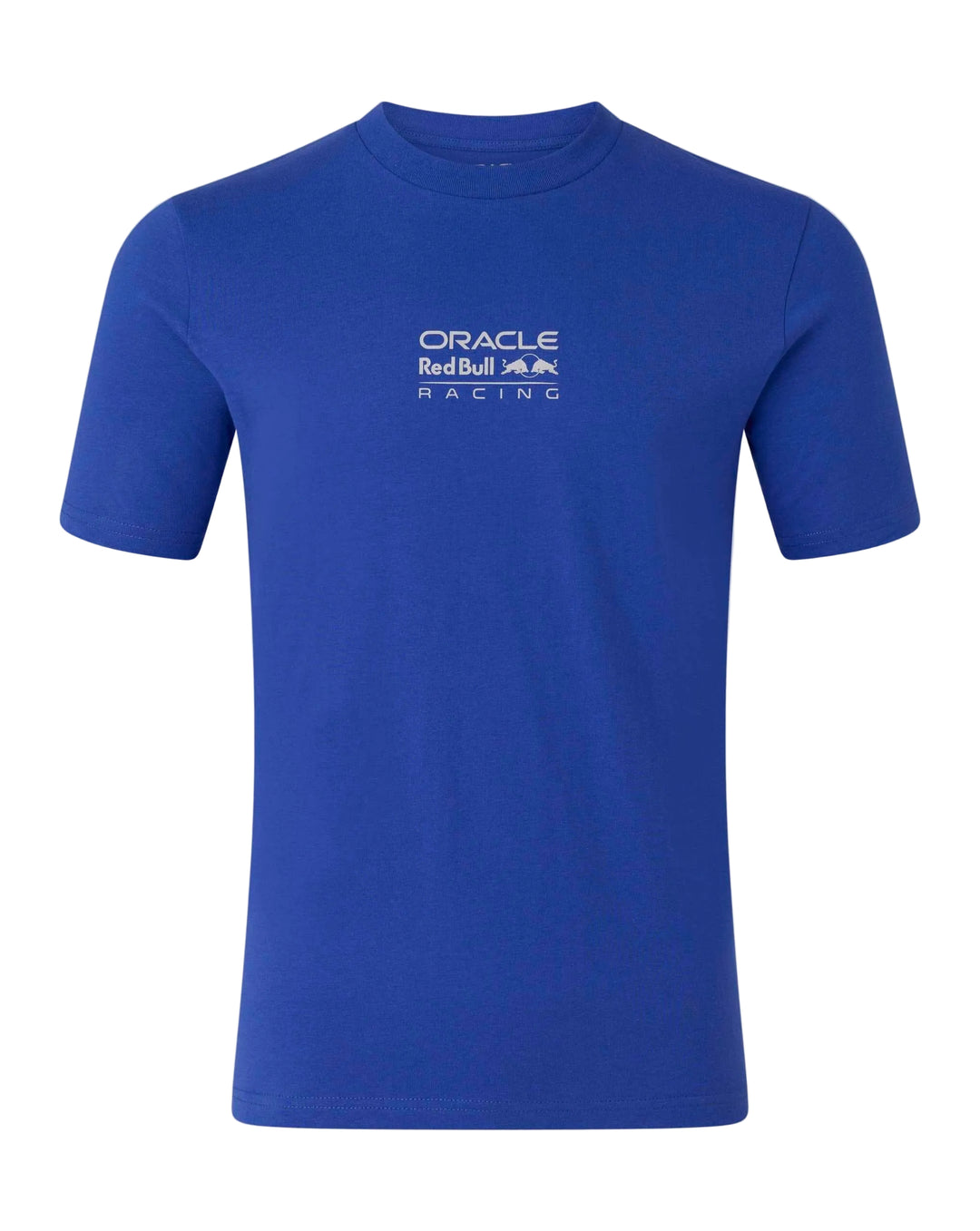 Blue kids boys and girls t-shirt with Oracle Red Bull Racing logo on a gray background