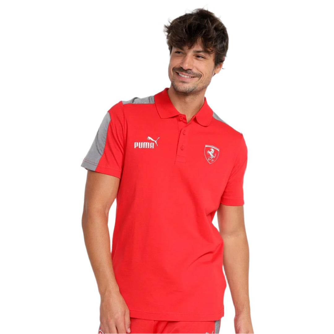 Scuderia Ferrari Race MT7 Monochrome Men's Polo  - Red