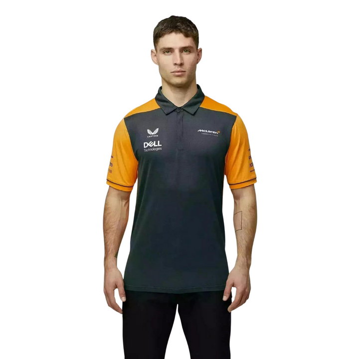 McLaren F1™ Team Replica Polo Shirt - Men - Dark Grey and Papaya Orange