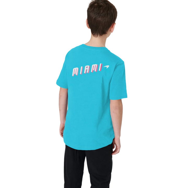 Camiseta unisex para niños con logotipo de neón de McLaren Miami - Vice Blue