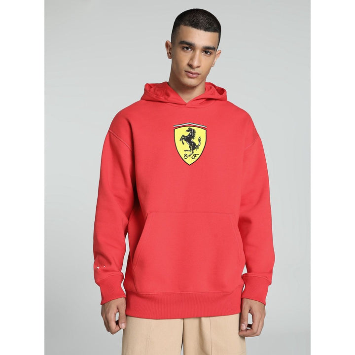 2024 Puma Scuderia Ferrari Race Embroidered Shield Men's Hoodie - Speed Yellow / Rosso Corsa / Black