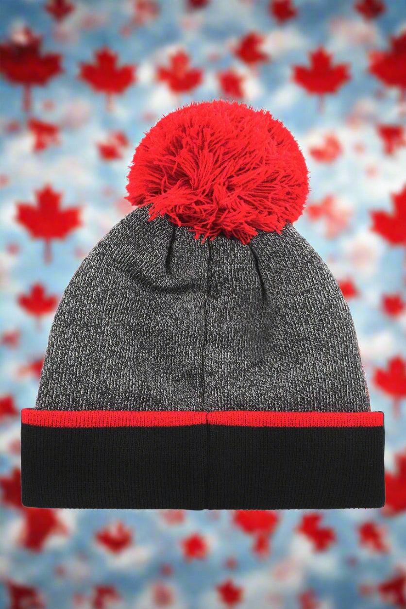 Team Ice Hockey Canada Winter Men's Women's Tuque with Pom - Grey 