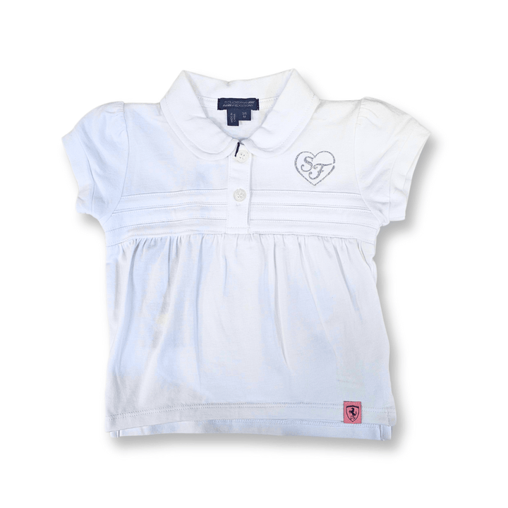 Scuderia Ferrari 'SF' Heart Infant Girl Polo Shirt - White/Pink