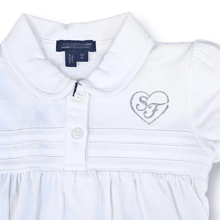 Scuderia Ferrari 'SF' Heart Infant Girl Polo Shirt - White/Pink