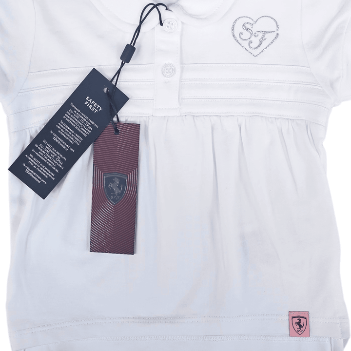 Scuderia Ferrari 'SF' Heart Infant Girl Polo Shirt - White/Pink