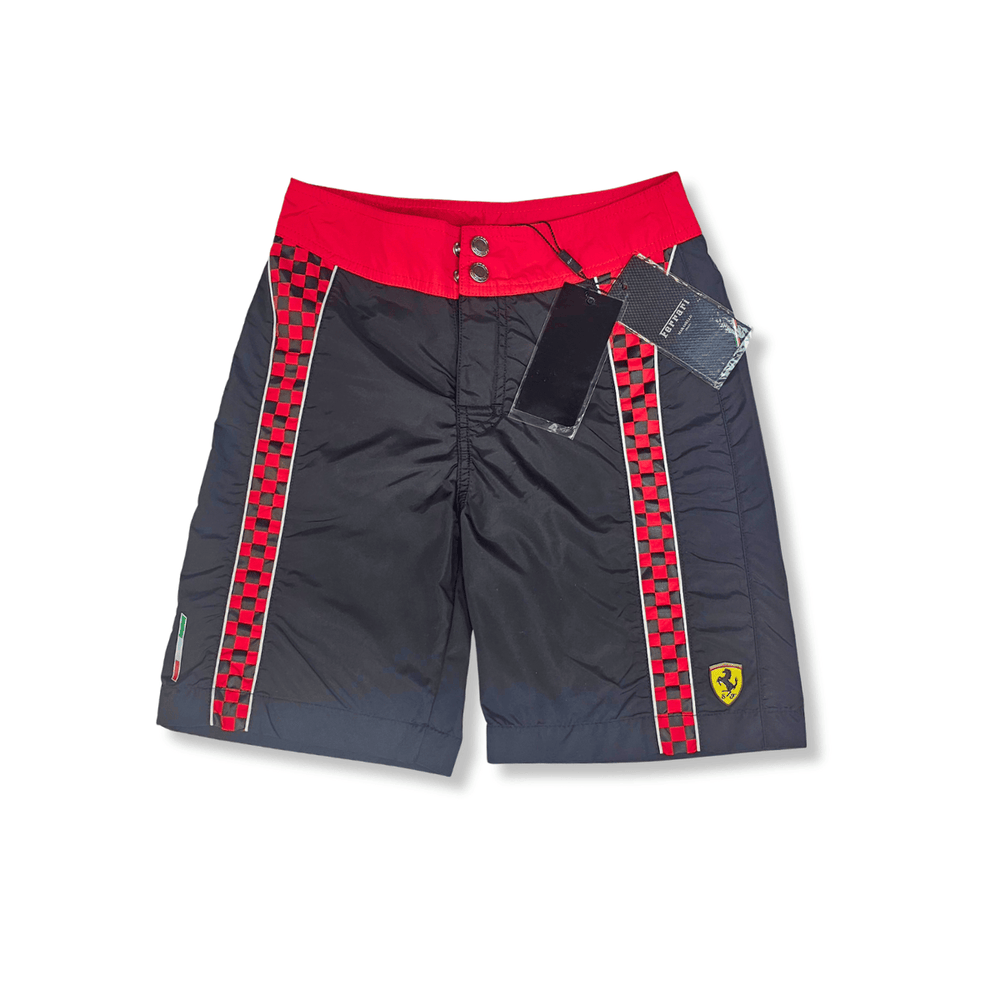 Scuderia Ferrari F1™ Team 'Checkflag' Long Swimsuit Youth Kids Shorts - Black
