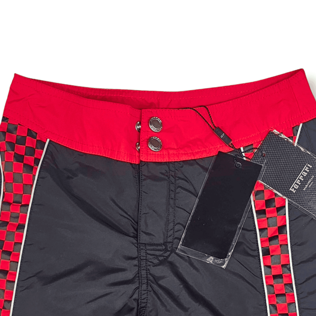 Traje de baño largo para niños Scuderia Ferrari 'Checkflag' - Pantalones cortos para niños - Negro