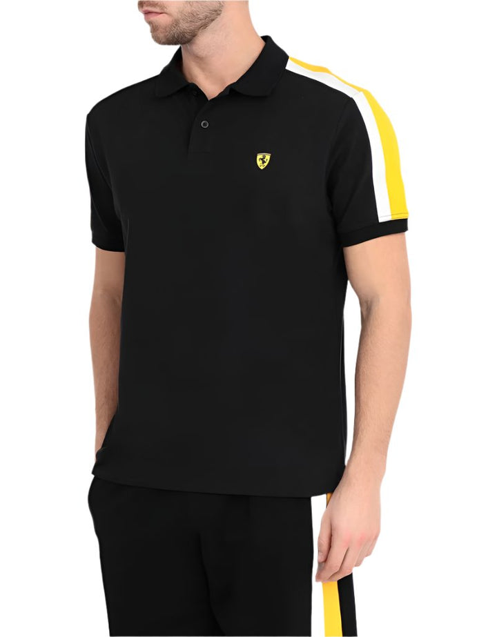 Scuderia Ferrari F1 Team Men's Black Polo - Black and Yellow 