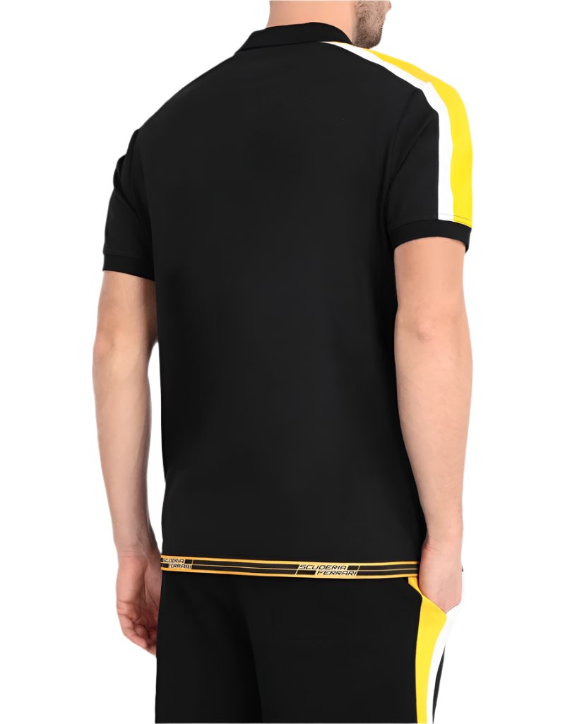 Scuderia Ferrari Men's Black Polo - Black and Yellow 