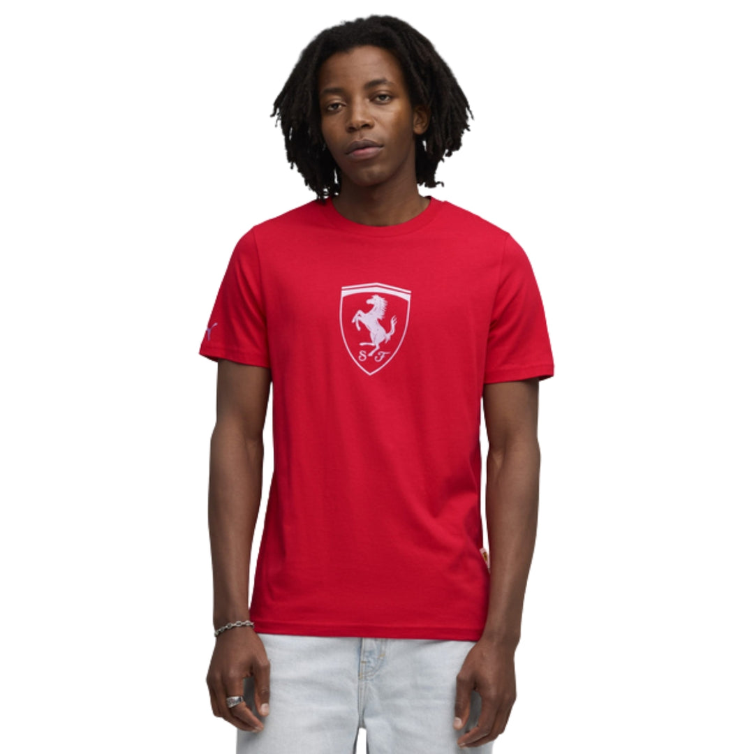 2025 Scuderia Ferrari F1™ Team Tonal Shield Men's T-Shirt - Red / Black / Persian Blue