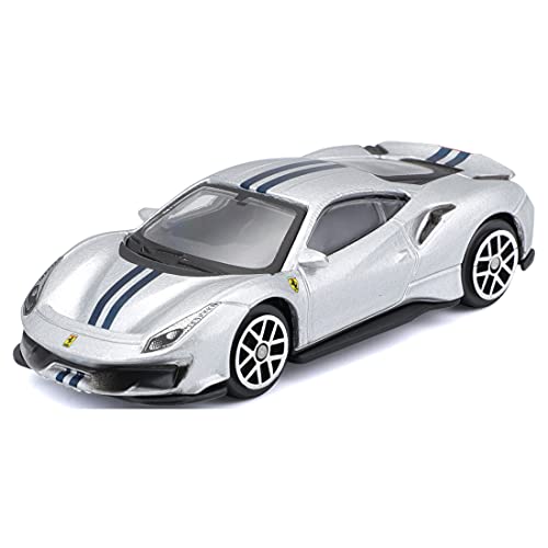Ferrari 488 Pista Bburago Race + Play 1:64 Scale Model Car for Kids - Silver