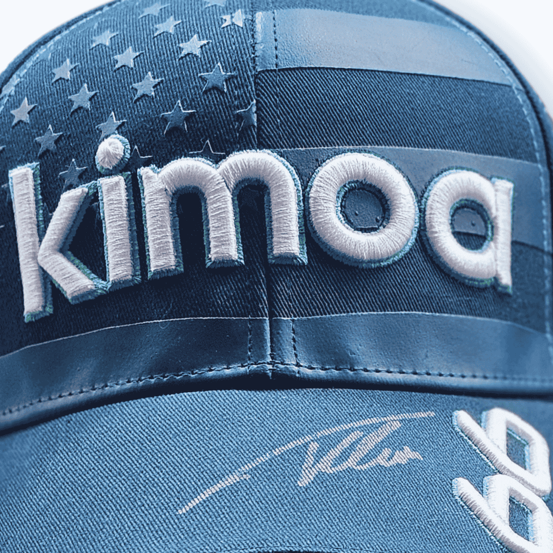 2020 Fernando Alonso personally signed Kimoa #66 Indianapolis 500 Baseball Sponsor Cap - Men - Dark Blue