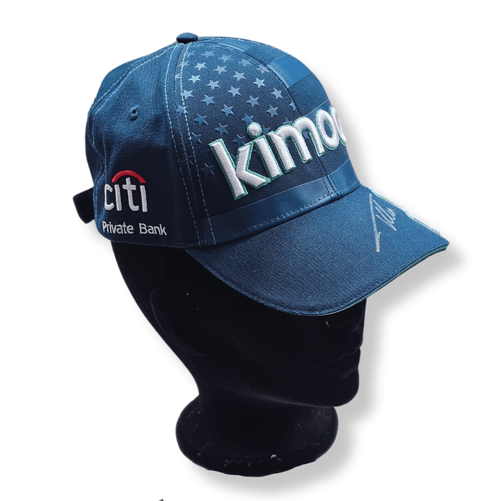 2020 Fernando Alonso personally signed Kimoa #66 Indianapolis 500 Baseball Sponsor Cap - Men - Dark Blue