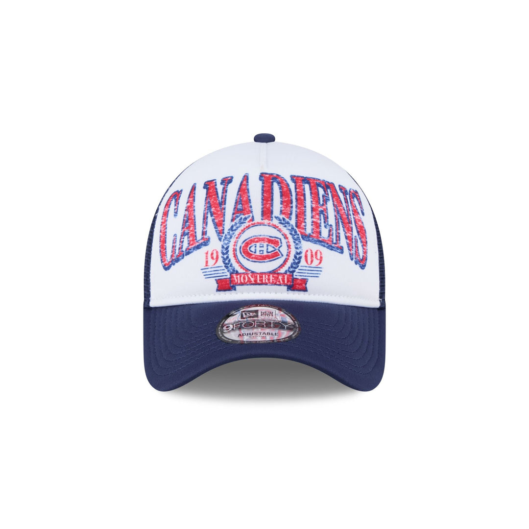 Montreal Canadiens Distressed 9FORTY A-Frame Men's Trucker - White and Navy