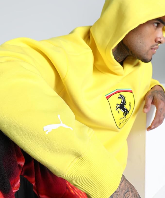 Puma Scuderia Ferrari Race Big Shield Men's Motorsport Adult Unisex Hoodie - Yellow