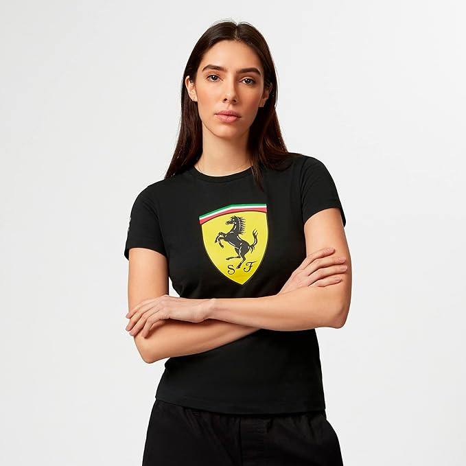 Womens Ferrari Racing Shield Black Top 