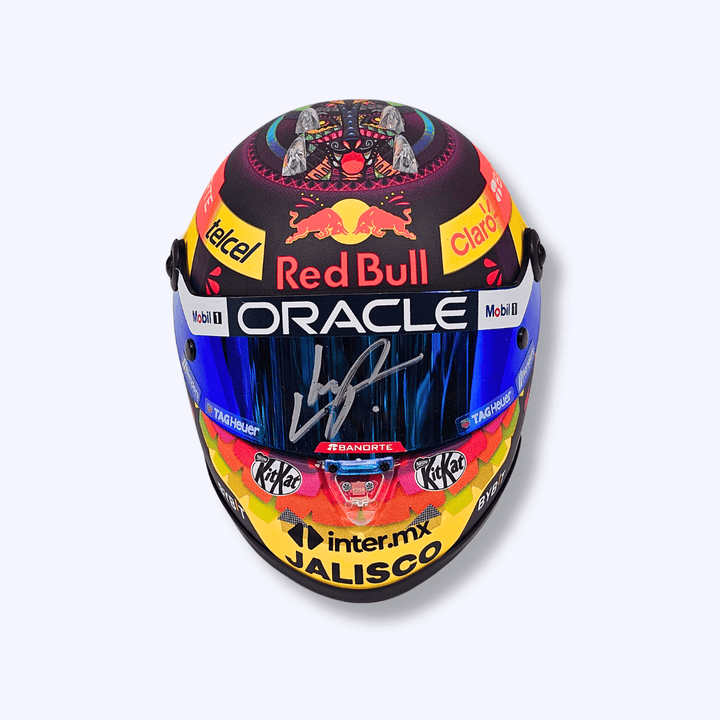 2023 Sergio Perez Personally Signed Mexican GP 1:2 Mini Helmet