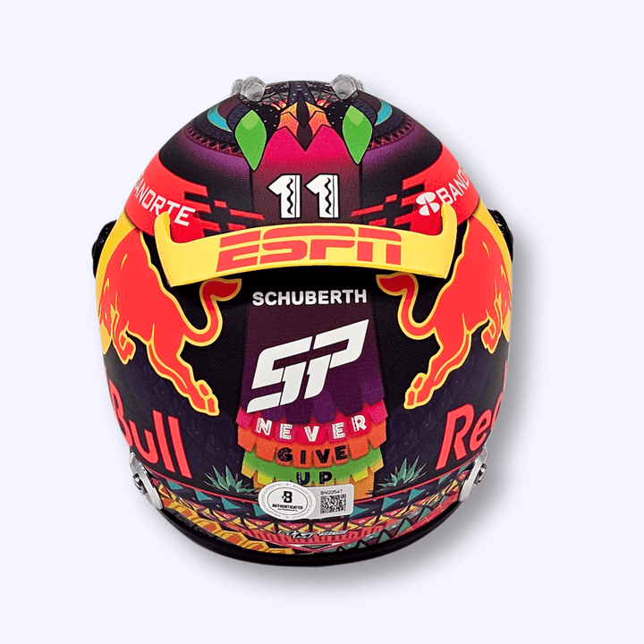 2023 Sergio Perez Personally Signed Mexican GP 1:2 Mini Helmet