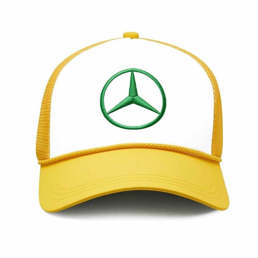 2024 Lewis Hamilton Silverstone GP White Yellow and Green Baseball Cap 