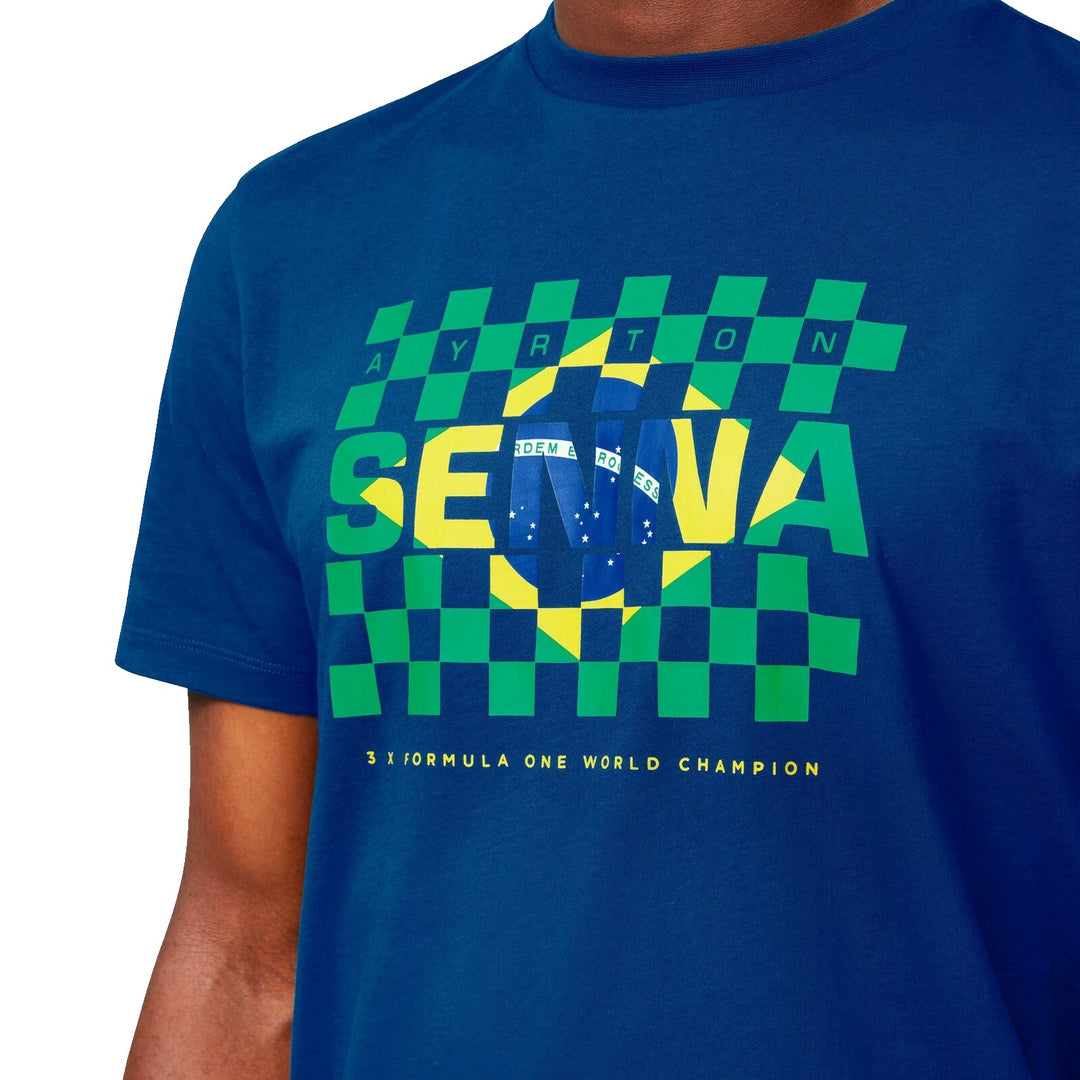 Ayrton Senna Racing Flag T-Shirt - Men - Blue
