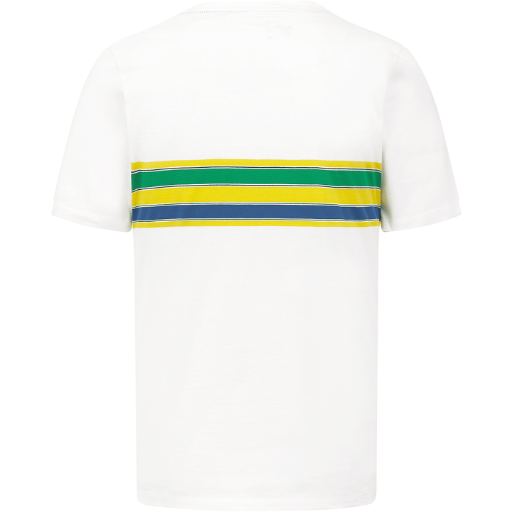 Ayrton Senna Helmet Striped T-Shirt - Men - White