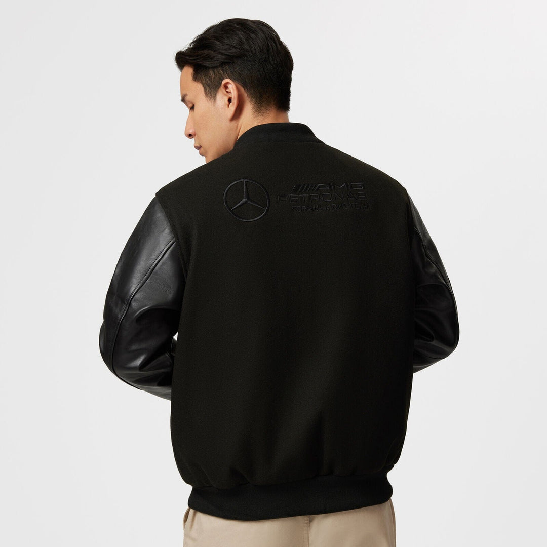 Veste universitaire à manches en cuir Mercedes Benz AMG Petronas F1™ 2023 Adulte - Homme - Noir