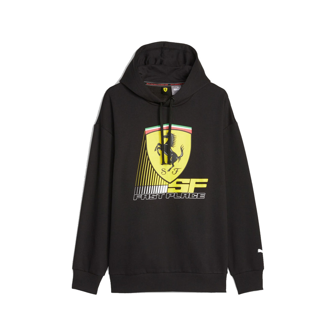 Scuderia Ferrari F1™ Big Shield logo "Fast Place" Hoodie Sweatshirt - Men - Black
