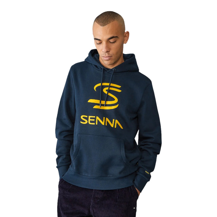 Ayrton Senna Men's Logo Hooded Sweatshirt - Navy Blue