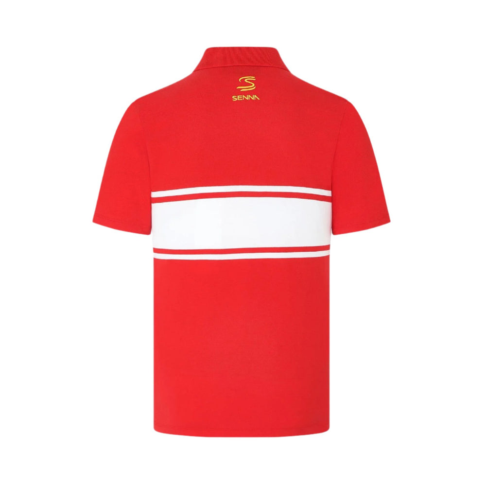 Ayrton Senna Legacy Striped Mens Polo - Red