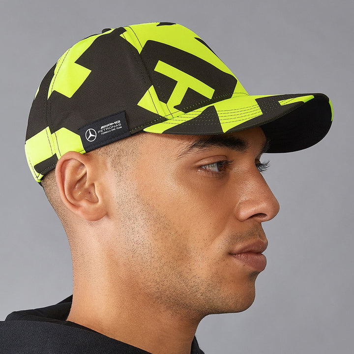 2024 Mercedes AMG F1™ Team Lewis Hamilton AOP Adult Cap - Neon Yellow