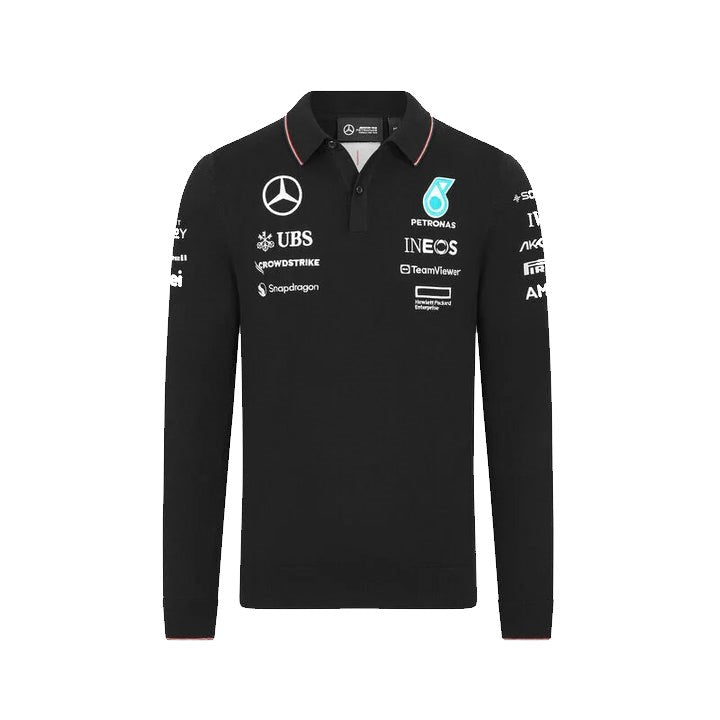Mercedes AMG Petronas F1™ Team Men's Knitted Long Sleeve Polo - Black