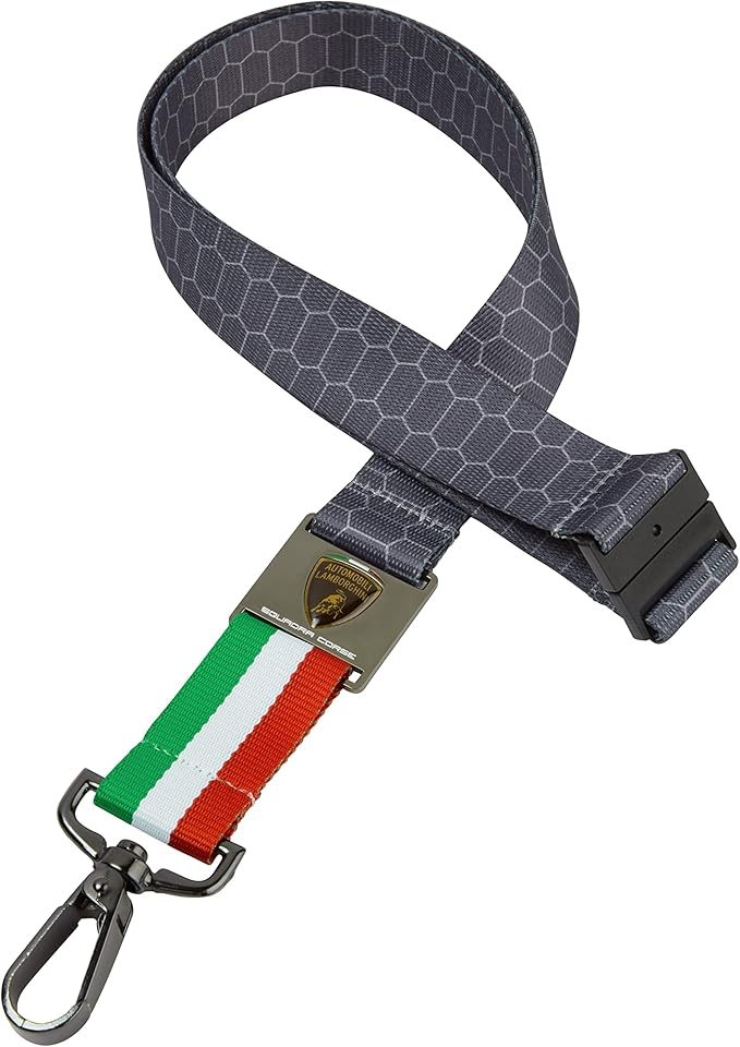 Automobili Lamborghini Squadra Corse  Lanyard Badge Holder Keychain - Grey