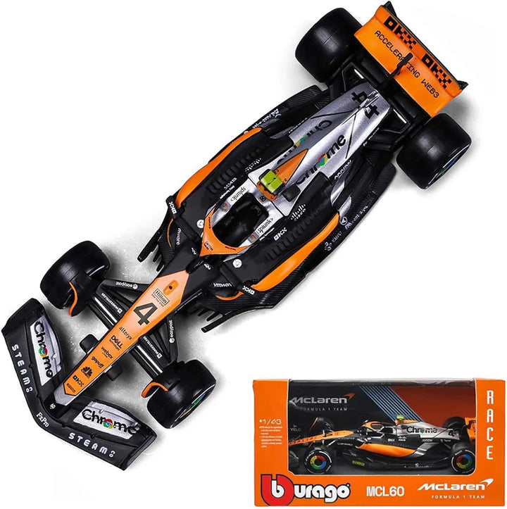 Mclaren Racing Lando Norris MCL60 Bburago 1:43 Scale Model Car - Papaya-Grey