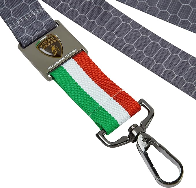 Automobili Lamborghini Squadra Corse  Lanyard Badge Holder Keychain - Grey