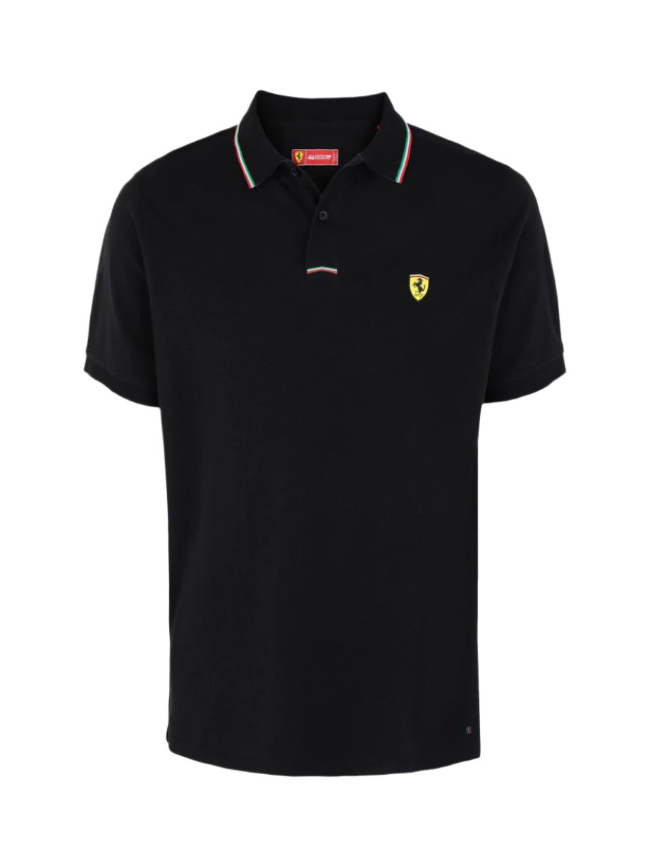 Scuderia Ferrari Italian Flag Men's Polo - Black 