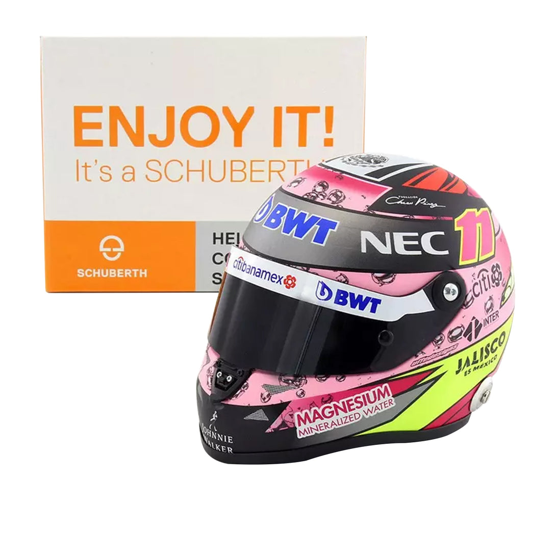 1/2 MINI HELMET - SCHUBERTH HELMET - F1 CASCO HELMET - FORCE INDIA VJM10 MERCEDES TEAM SAHARA N 11 SEASON 2017 CHECO SERGIO PEREZ