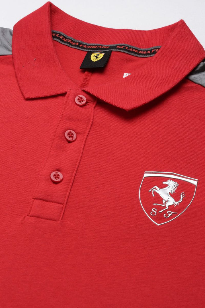 Scuderia Ferrari Race MT7 Polo Monochromatique Adulte - Rouge