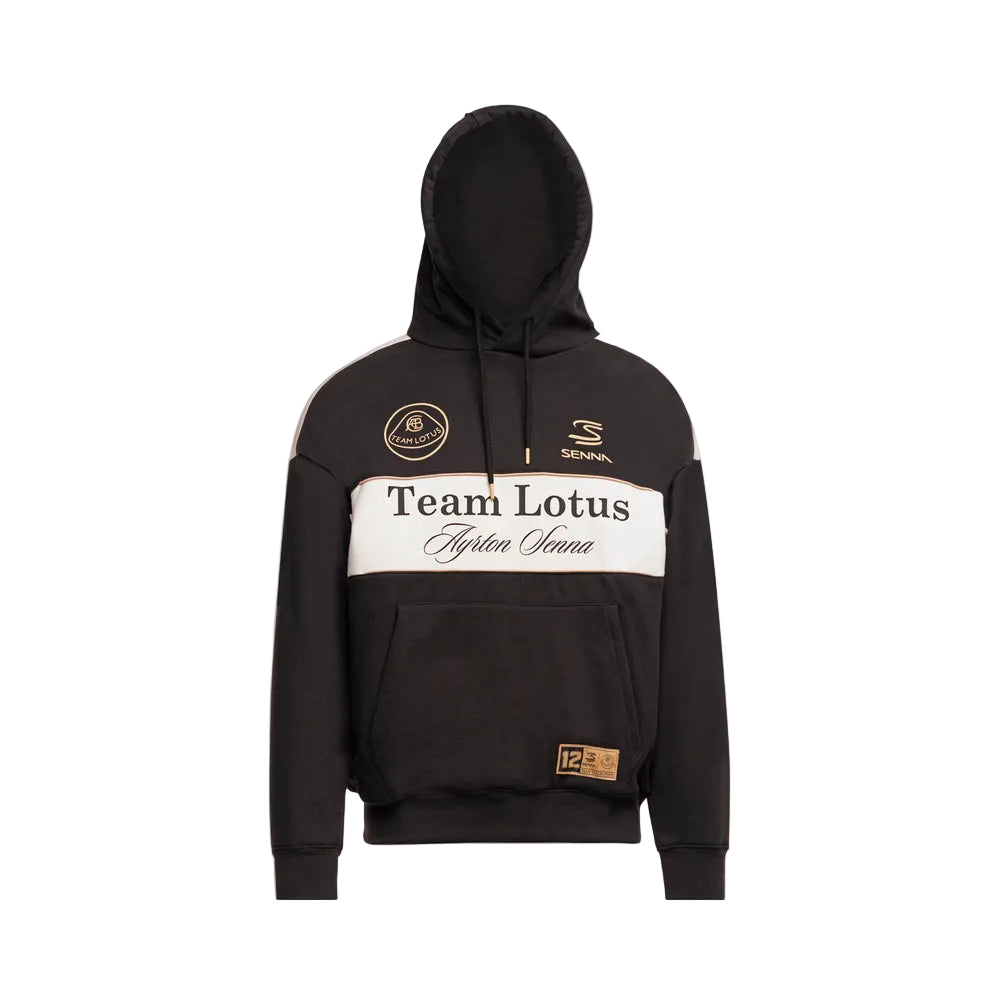 Ayrton Senna x Lotus F1™ Team Estoril 1985 Series Oversized Hooded Unisex Sweatshirt - Black and Cream