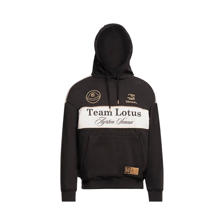 Ayrton Senna x Lotus F1™ Team Estoril 1985 Series Oversized Hooded Unisex Sweatshirt - Black and Cream