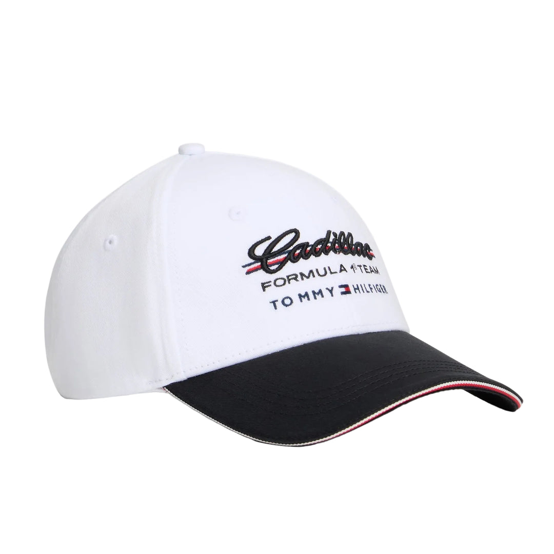 2026 Cadillac F1 Team white and black baseball sandwich cap with Tommy Hilfiger embroidered and logos 