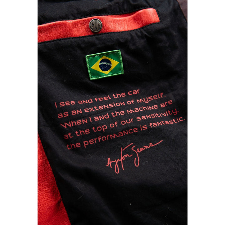 Ayrton Senna "Magic Senna" Leather Men's Jacket - Red