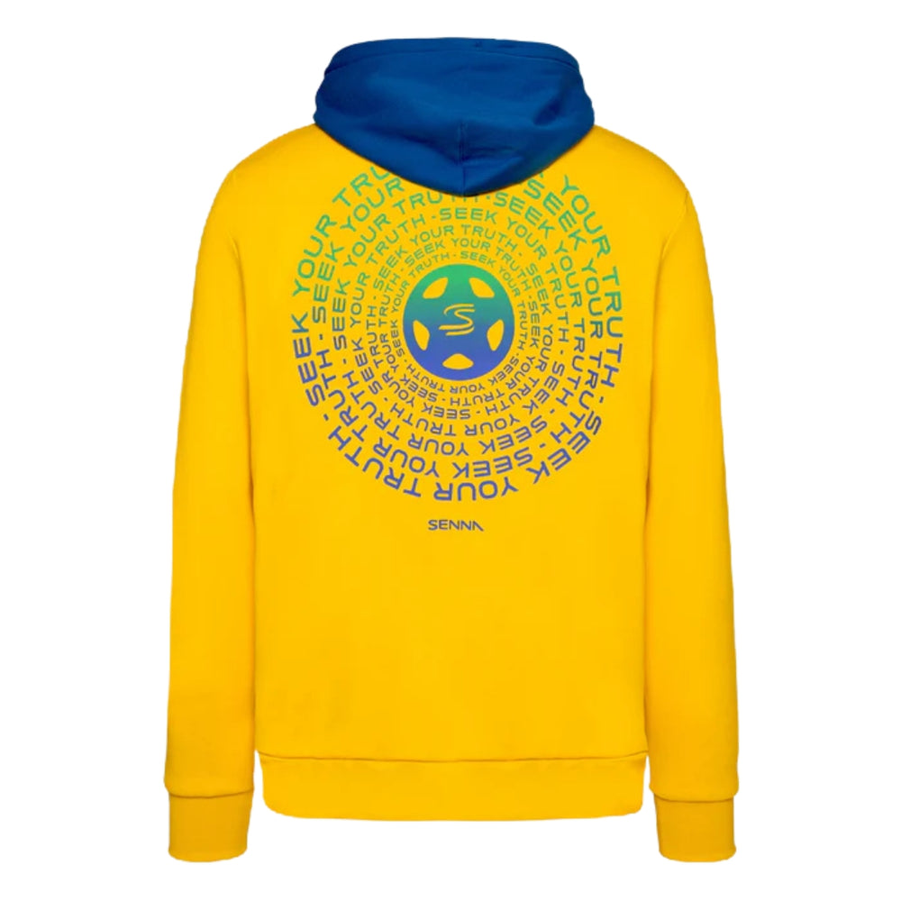 Ayrton Senna Seek Your Truth Circle Hooded Men's Sweatshirt - Yellow