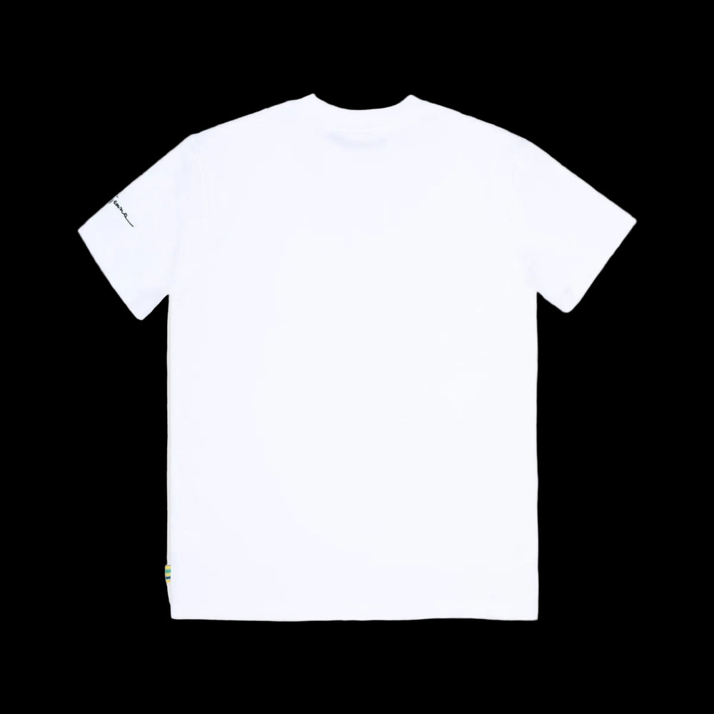 Ayrton Senna F1 Driver Icon Men's ink Sketch Monochrome Black and Unisex T-shirt - White
