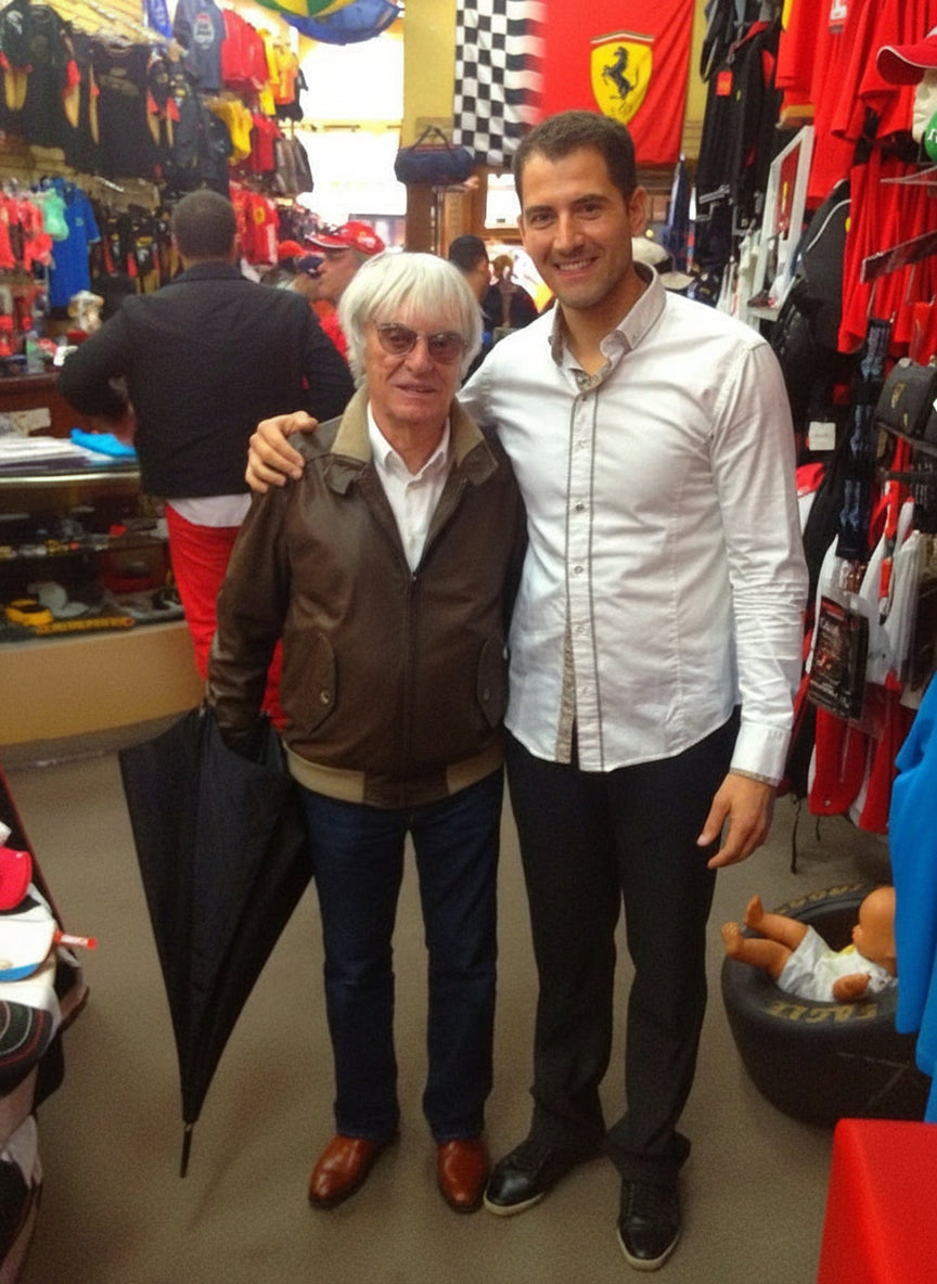 Bernie Ecclestone and Managing Director Max at F1 Boutique Canada now FANABOX in Old-Montreal