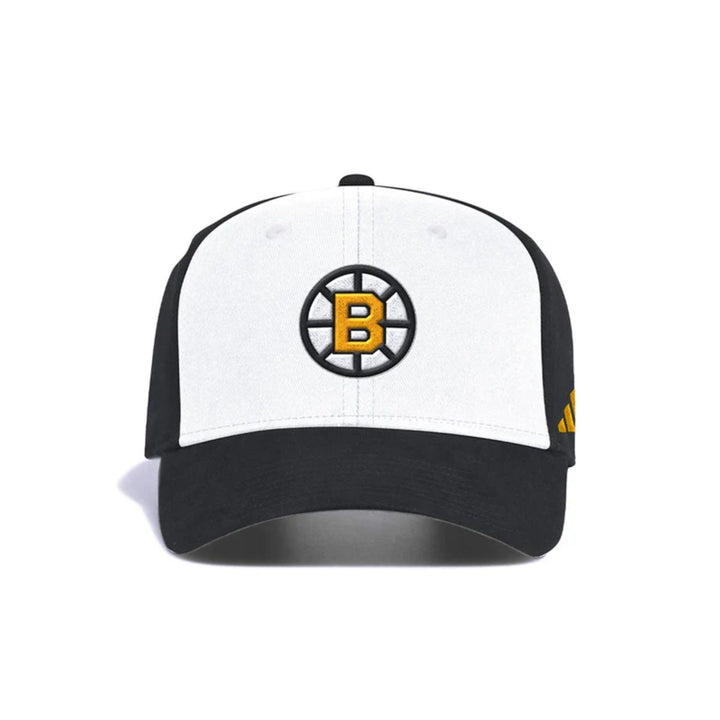 Boston Bruins Structured Fitted Closed Back Adult Cap - Black and White