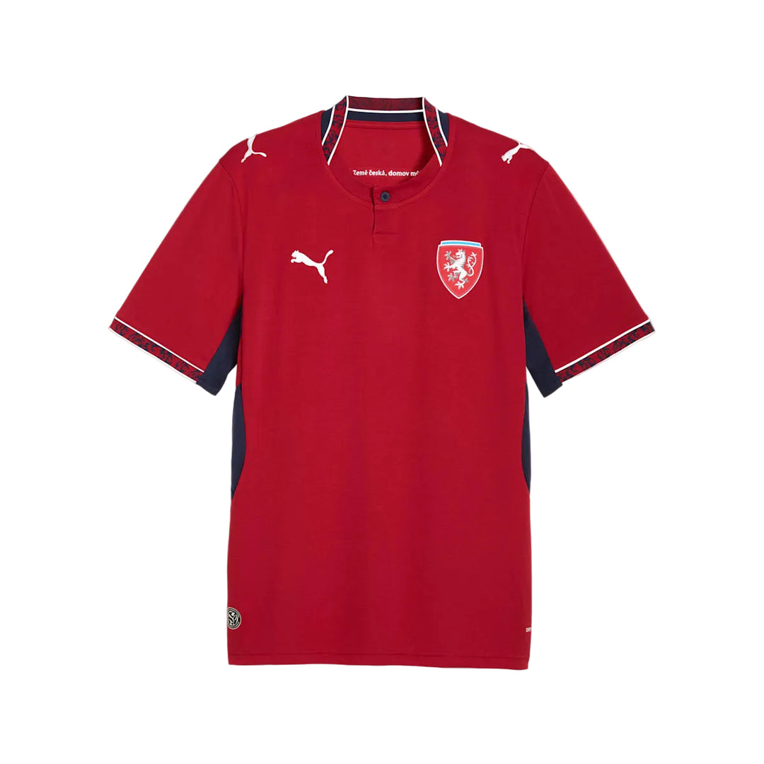 Puma 2026 Czech Republic Fan Soccer Jersey - Dark Cherry and Navy