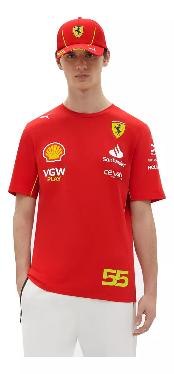 2024 Puma Ferrari F1 Team Carlos Sainz T-Shirt - Burnt Red 