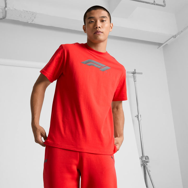 2024 PUMA x F1® ESS Men's Relaxed Unisex T-Shirt - Black/ White/ Red