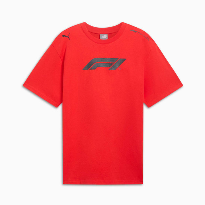 2024 PUMA x F1® ESS Men's Relaxed Unisex T-Shirt - Black/ White/ Red