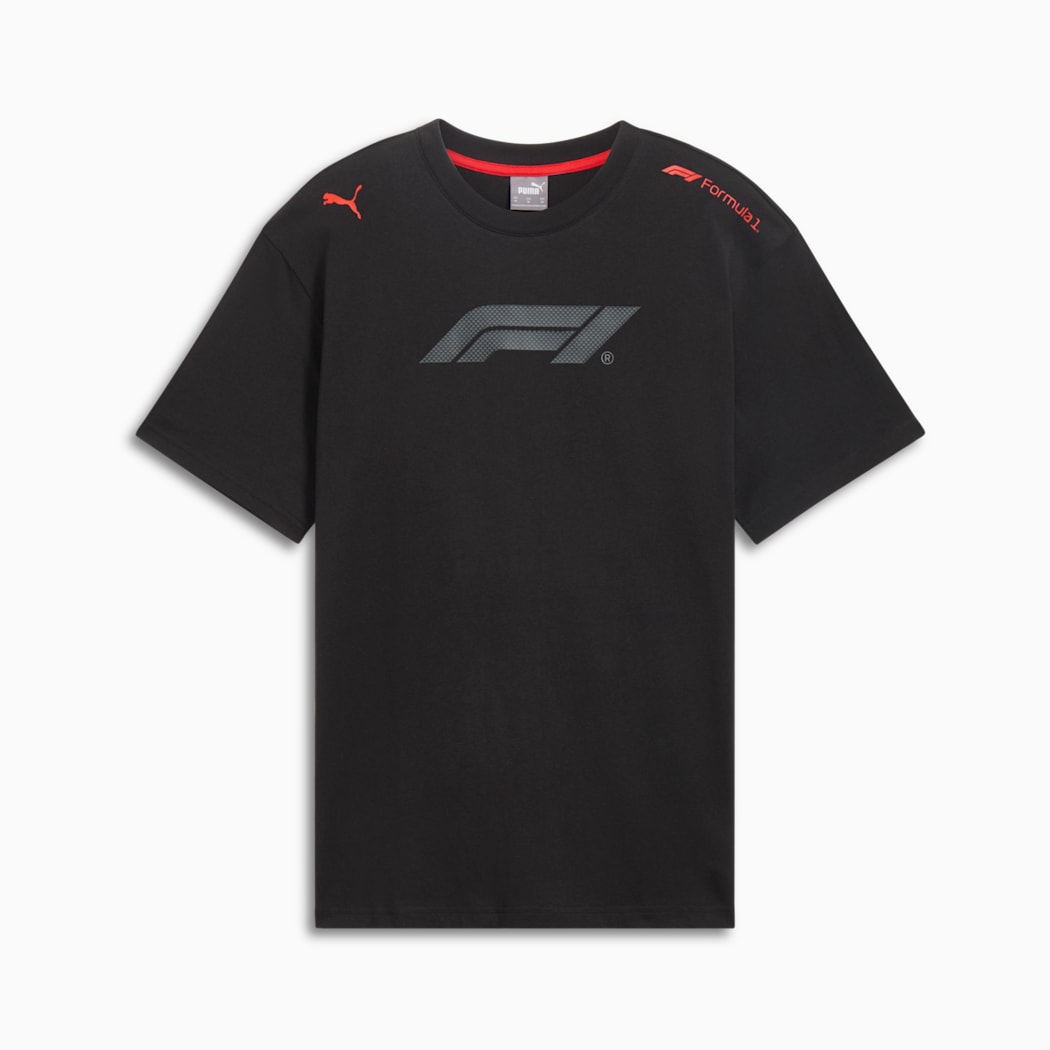 2024 PUMA x F1® ESS Men's Relaxed Unisex T-Shirt - Black/ White/ Red